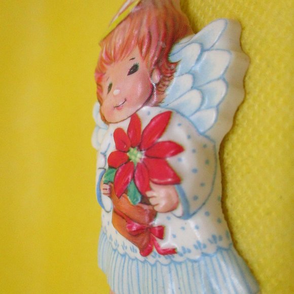 Poinsettia Angel Brooch Resin Angel With A Poinsettia Plant Angel Brooch - Picture 4 of 10